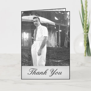 Elegant Simple Funeral Black White Thank You Card