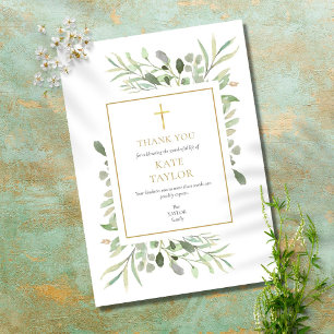 Elegant Simple Funeral Memorial Gold Cross Thank You Card