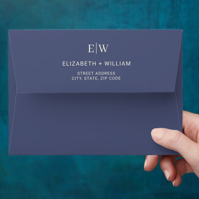 Elegant Simple Future Dusk with Monogram Wedding Envelope (Hand)