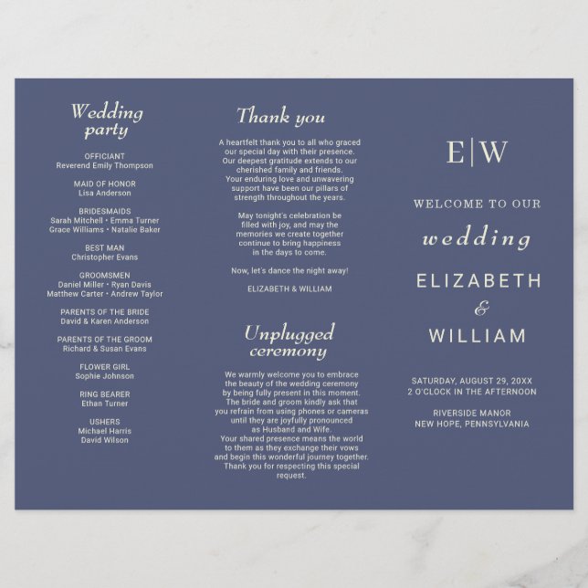 Elegant Simple Future Dusk with Monogram Wedding Flyer (Front)