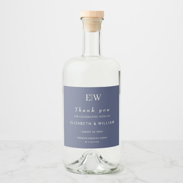 Elegant Simple Future Dusk with Monogram Wedding Liquor Bottle Label (Front)