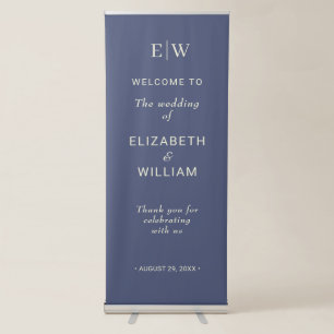 Elegant Simple Future Dusk with Monogram Wedding Retractable Banner