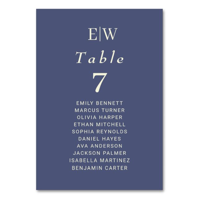 Elegant Simple Future Dusk with Monogram Wedding Table Number (Front)