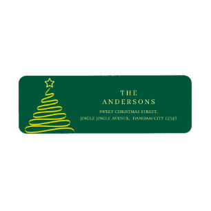 Elegant Simple Gold Christmas Tree Return Address