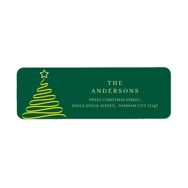 Elegant Simple Gold Christmas Tree Return Address (Front)