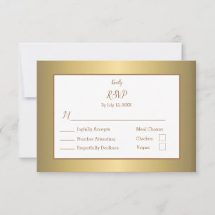 Elegant Simple Gold Colour Meal Choice RSVP Card