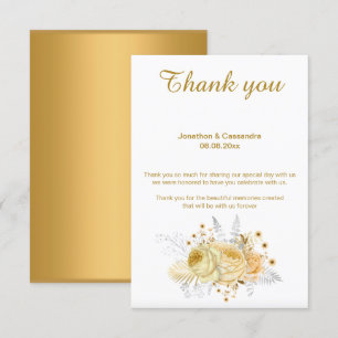 ELEGANT SIMPLE GOLD FLORAL GOLD REVERSE THANK YOU INVITATION