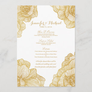 Elegant Simple Gold Floral Wedding Menu Cards
