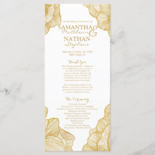 Elegant Simple Gold Floral Wedding Programs Programme