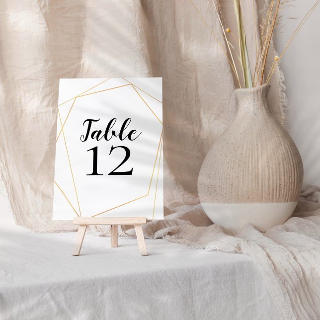 Elegant Simple Gold Geometric Frame Wedding Table Number (Creator Uploaded)