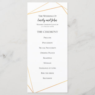 Elegant Simple Gold Geometric LInes Wedding Programme