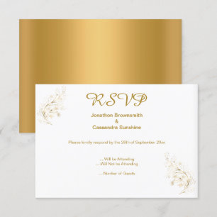 ELEGANT SIMPLE GOLD LEAF GOLD REVERSE RSVP INVITATION