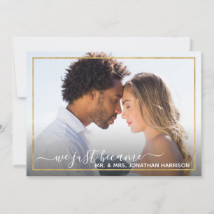 Elegant Simple Gold Photo Just Married Website Announcement