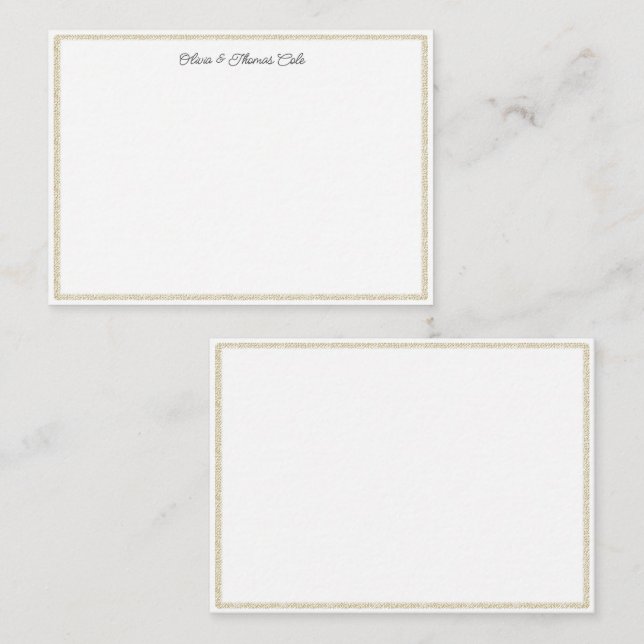 Elegant Simple Gold Sprinkles Frame Wedding Couple Card (Front/Back)