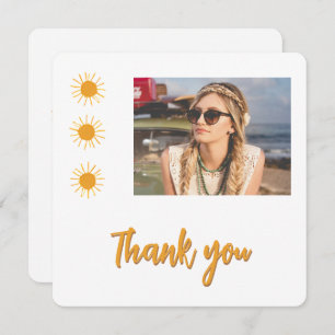 Elegant Simple Gold Sun Photo Birthday Thank You Card