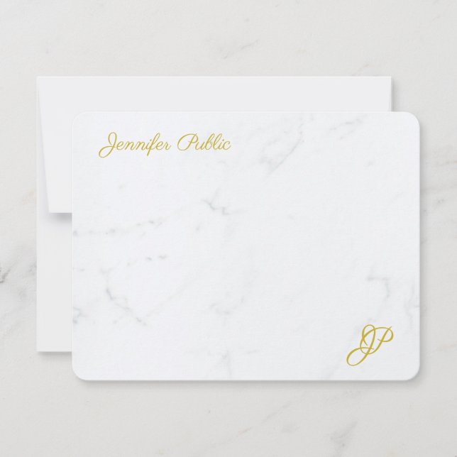 Elegant Simple Gold Text Personalised Stationery Card (Front)