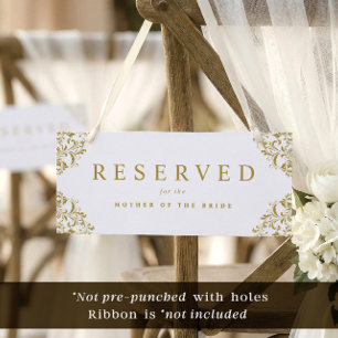 Elegant Simple Gold Wedding Reserved Chair Sign