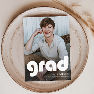 Elegant Simple Grad Photo Graduation Announcement Postcard