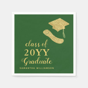 Elegant Simple Green and Gold 2025 Graduation Napkin