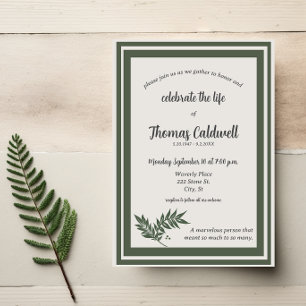 Elegant Simple Green Border Memorial Invitation