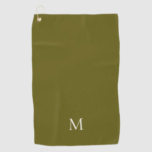 Elegant Simple Green White Monogram Golf Towel