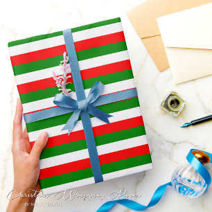 Elegant Simple Green White Red Christmas Wrapping Paper