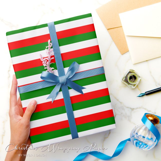 Elegant Simple Green White Red Christmas Wrapping Paper (Creator Uploaded)