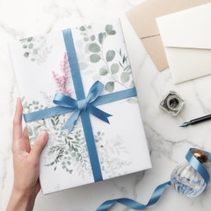 Elegant simple greenery botanical watercolor wrapping paper