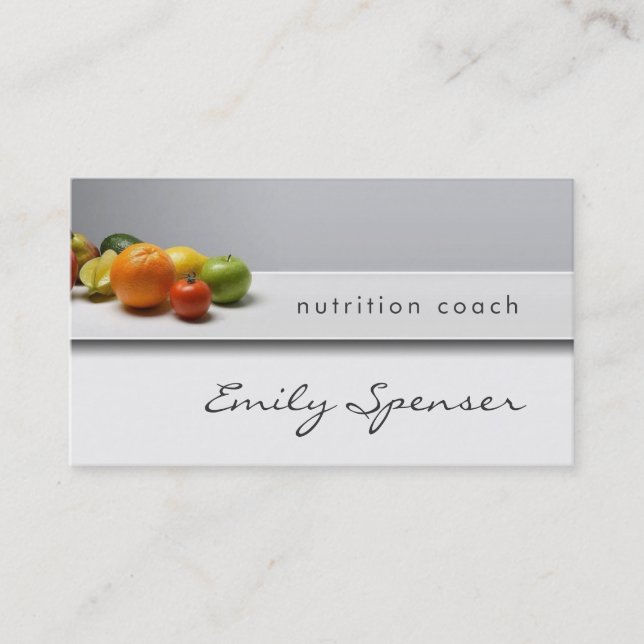Elegant Simple Grey Healthy Life/Nutritionist Card (Front)