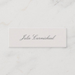 Elegant Simple Grey Script Name Mini Business Card