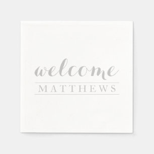 Elegant simple Grey Welcome Paper Napkin