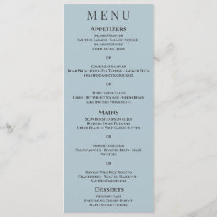 Elegant Simple Grey White Brown Monogram Wedding  Menu