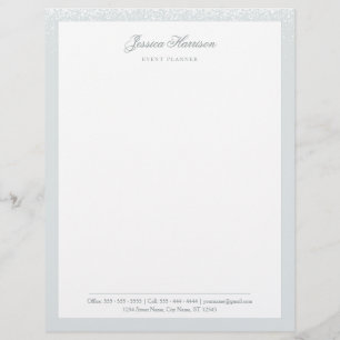 Elegant Simple Grey White Confetti Professional Custom Letterhead