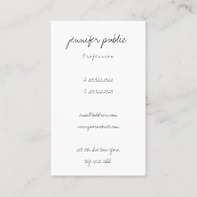Elegant Simple Hand Script Modern Minimalistic Business Card (Front)