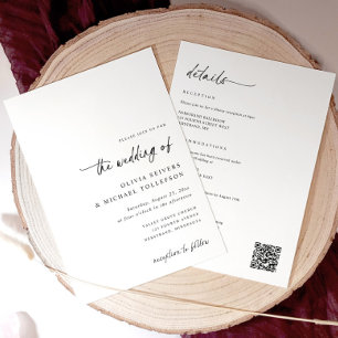 Elegant Simple Handwriting All in One Wedding Invitation
