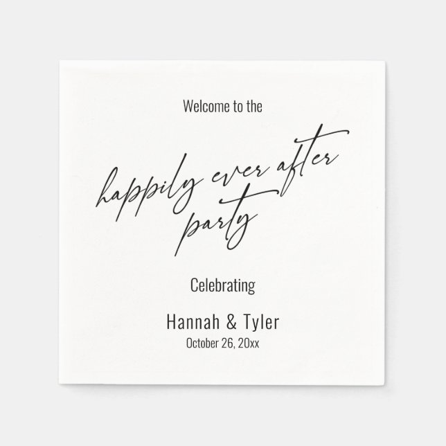 Elegant Simple Happily Ever After Party Typography Napkin (Front)