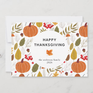 Elegant Simple Happy Thanksgiving Autumn Leaves Holiday Card