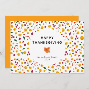 Elegant Simple Happy Thanksgiving Autumn Leaves Holiday Card