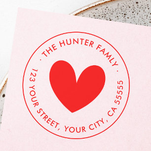 Elegant simple heart Valentines return address Rubber Stamp