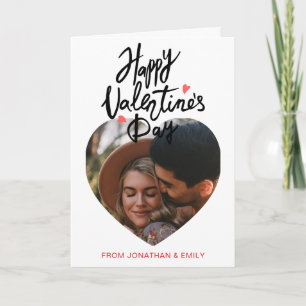 Elegant Simple Hearts Happy Valentines Day 1 Photo Holiday Card