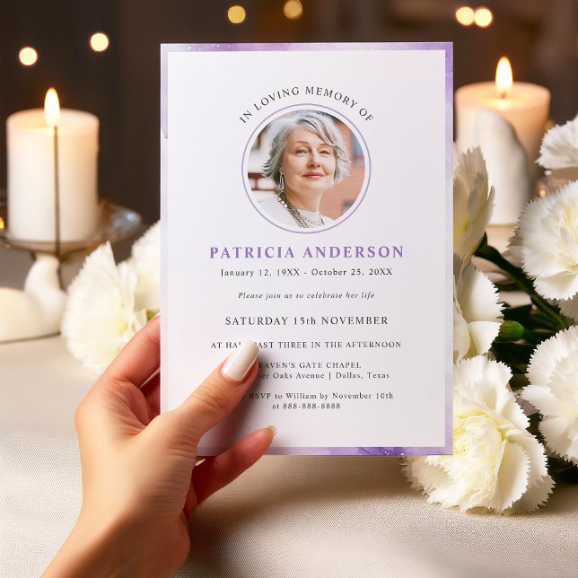 Elegant Simple In Loving Memory Photo Funeral  Invitation (Creator Uploaded)