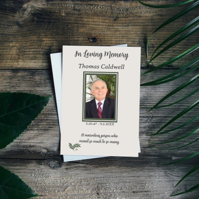 Elegant Simple In Loving Memory Prayer Card (Creator Uploaded)