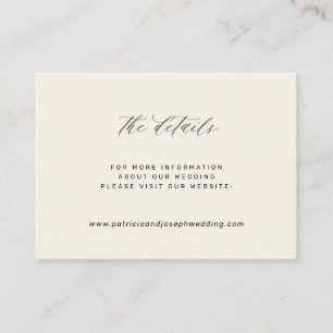 Elegant simple ivory black wedding website details enclosure card
