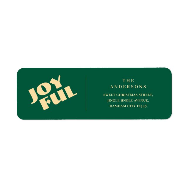 Elegant Simple Joyful Christmas Return Address (Front)