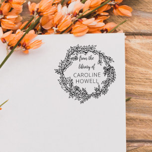 Elegant Simple Leaves From The Library Of Self-in Rubber Stamp