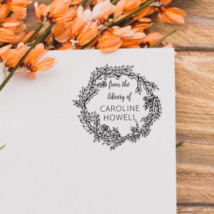 Elegant Simple Leaves From The Library Of Self-in Self-inking Stamp