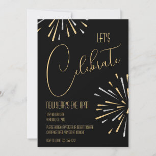 Elegant Simple Let's Celebrate New Years Eve Party Invitation