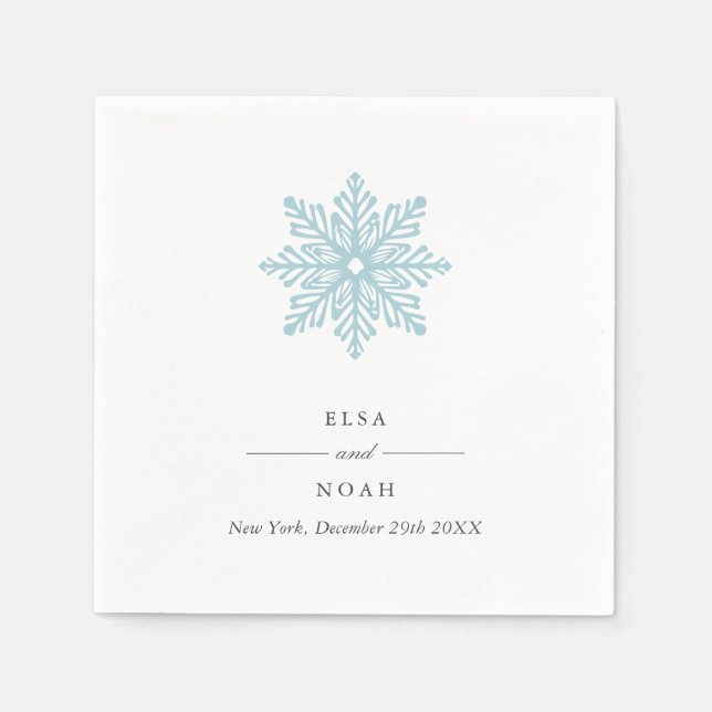 Elegant Simple light Blue Snowflake Monogram  Napkin (Front)