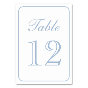 Elegant Simple Light Blue White Table Number