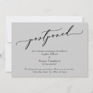 Elegant Simple Light Grey Postponed Wedding Card